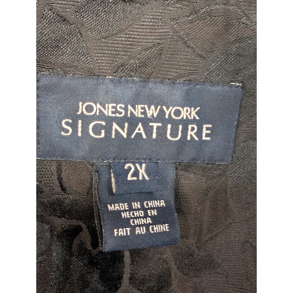 Jones New York Signature Jacket 2X Black Floral Button Up Collared - Picture 2 of 6